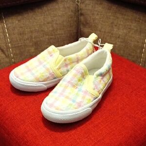 Cat and Jack Colorful Plaid Toddler Slip-On Shoes Size 6